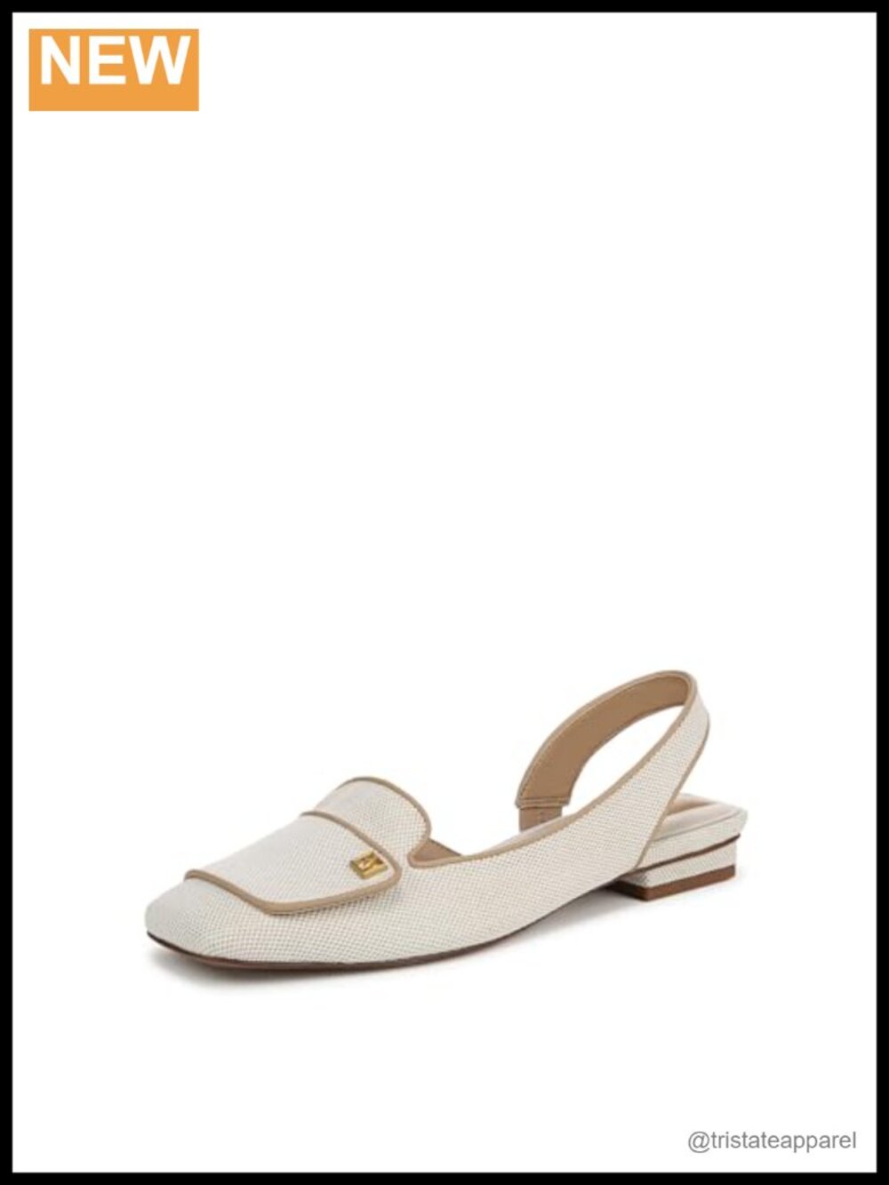 Canvas Slingback Ballet Flats Square Toe 1 Inch Heel Walking Dress Shoe